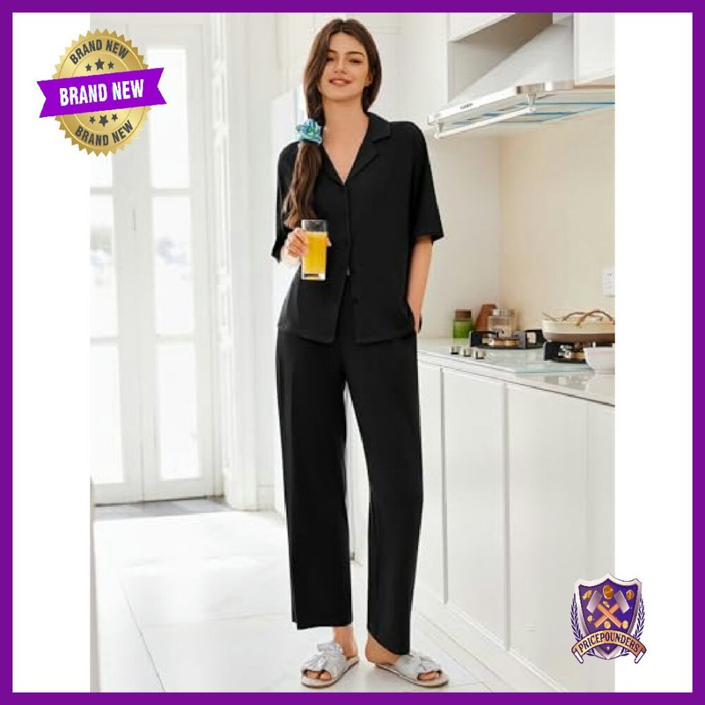 Soft Button-Down Pajama Set With Pockets, S-Xxl - image 4